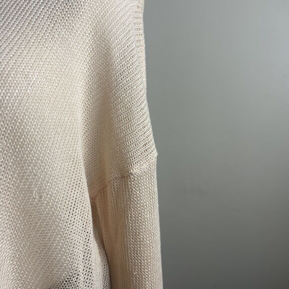 Eileen Fisher Ivory Organic Linen Size Medium Open Knit Sweater Boho Beach - Picture 3 of 10